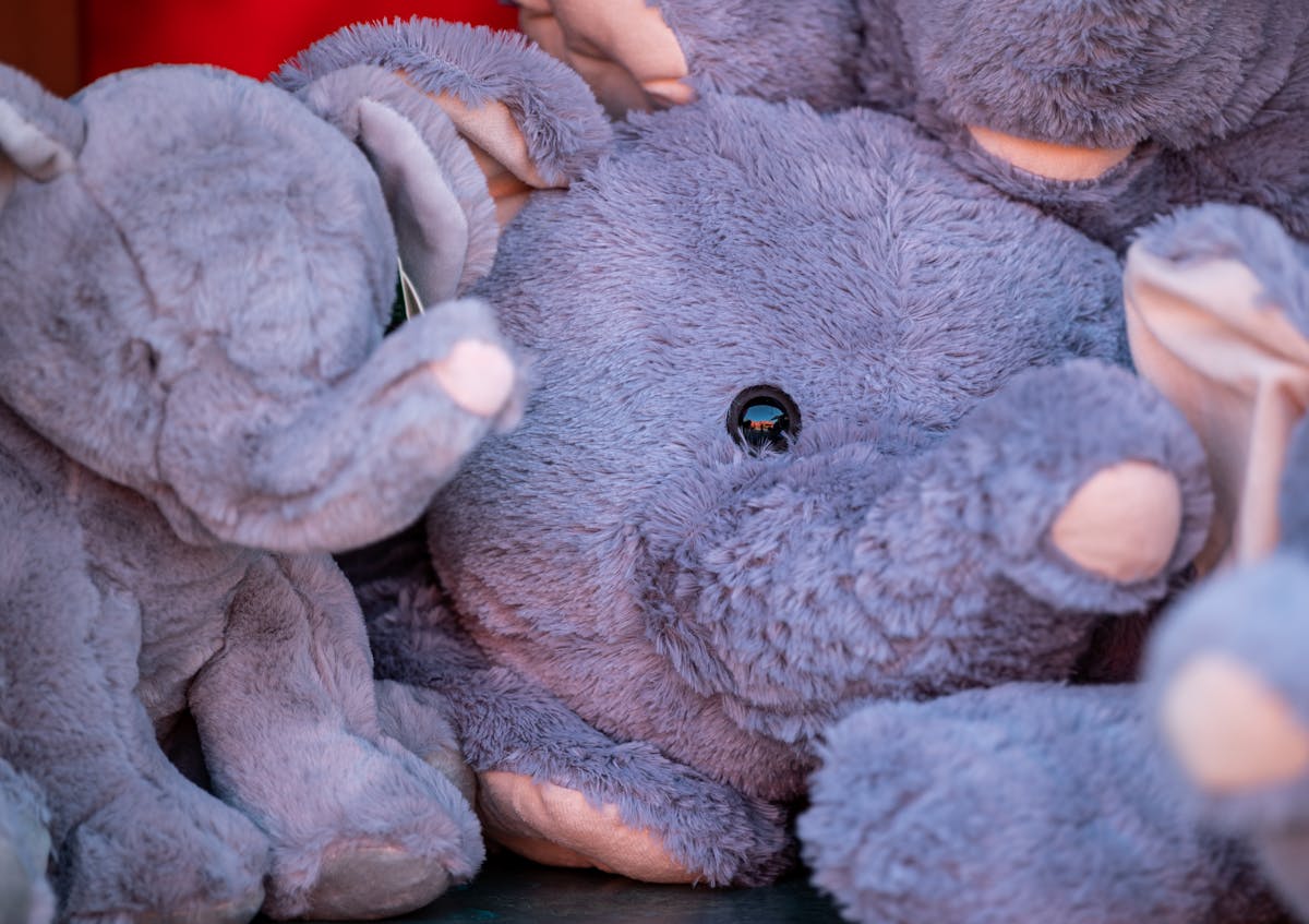 Close-up of soft plush stuffed animal toy texture