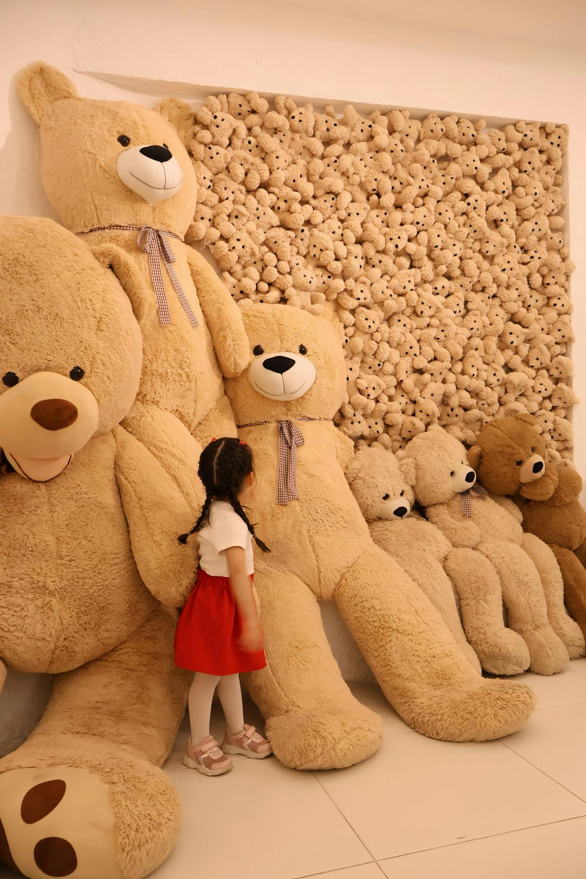 Shelf of plush toy stuffed animals in a boutique toy store